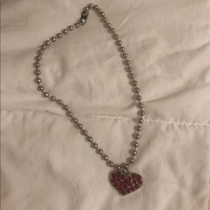 Red heart rhinestone necklace
